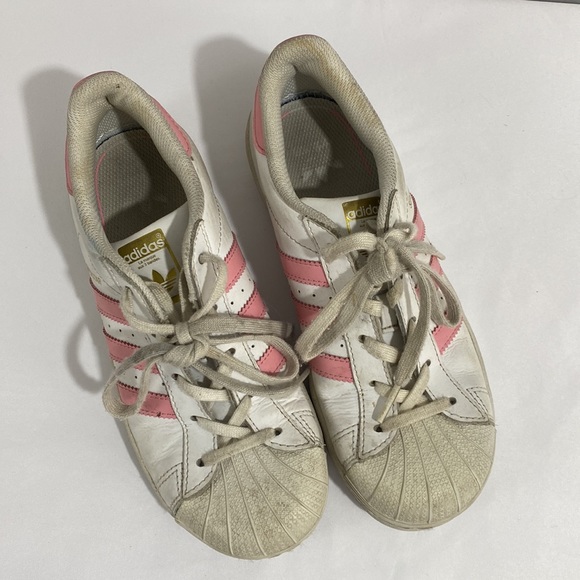 Adidas Pink Stripe Superstar Shoes - Picture 5 of 8